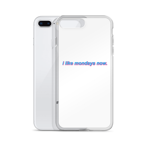 'i like mondays now.' iPhone Case (White)